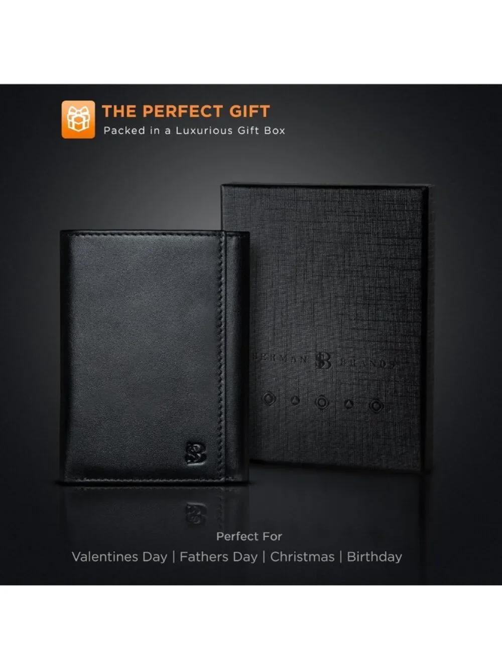 Slim RFID Blocking Leather Trifold Wallet for Men - 11 Card Slots, ID Window